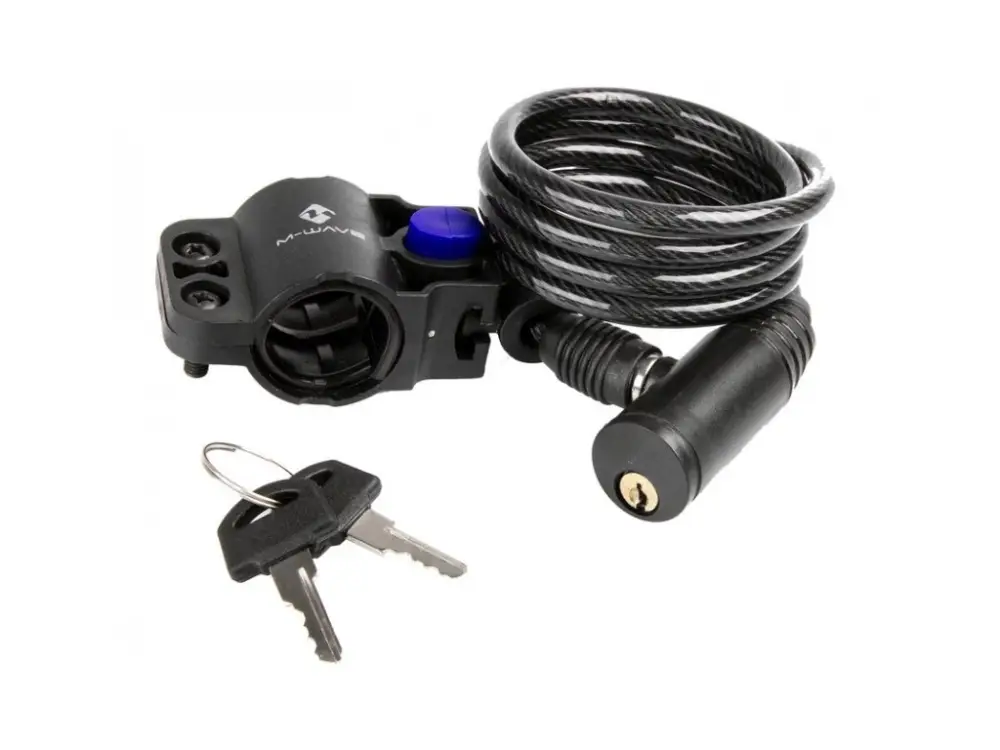Oblíbený Zámek spirála M-WAVE 6x1000mm s Clip-on držákem na sedlovku , kouřový,2 klíče.