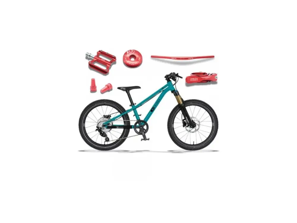 KUbikes 20S MTB Disc Tyrkys - laser Red, 8,8kg, lehké dětské kolo Expresní Doručení