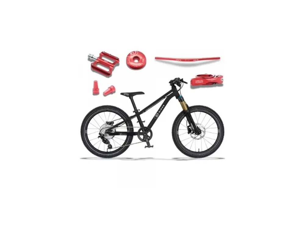 KUbikes 20S MTB Disc Black - laser Red, 8,8kg, lehké dětské kolo Ověřený