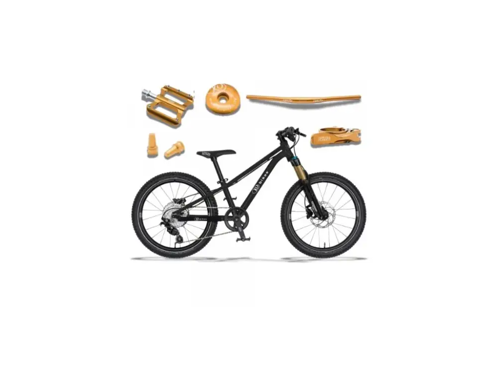 Dokud Zásoby Vydrží KUbikes 20S MTB Disc Black - laser Gold, 8,8kg, lehké dětské kolo