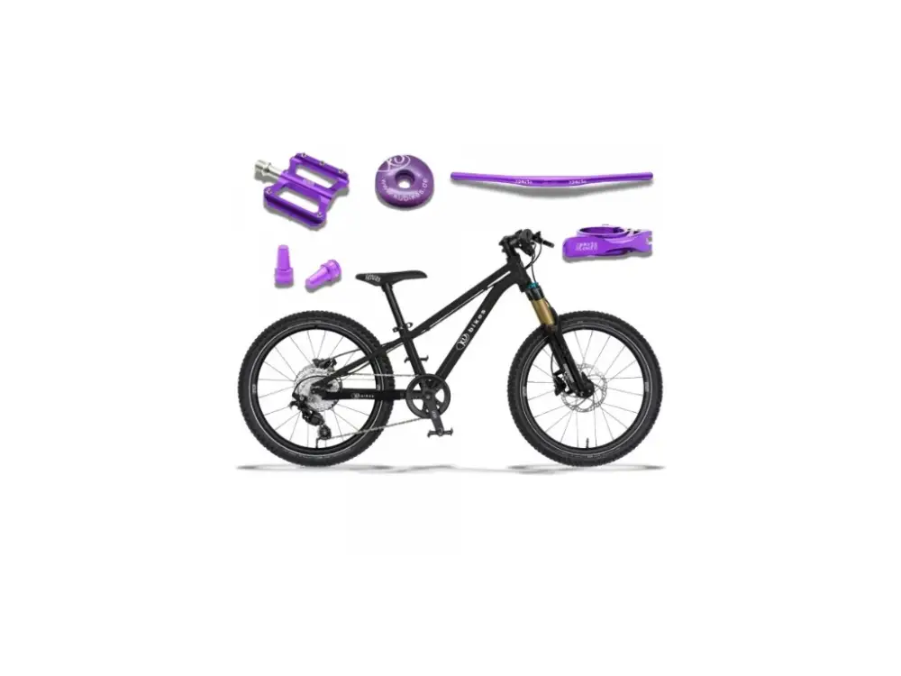 KUbikes 20S MTB Disc Black - laser purple, 8,8kg, lehké dětské kolo Poslední Šance
