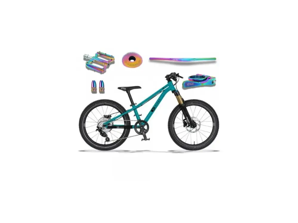 Aktuální KUbikes 20S MTB Disc Tyrkys - laser Rainbow, 8,8kg, lehké dětské kolo