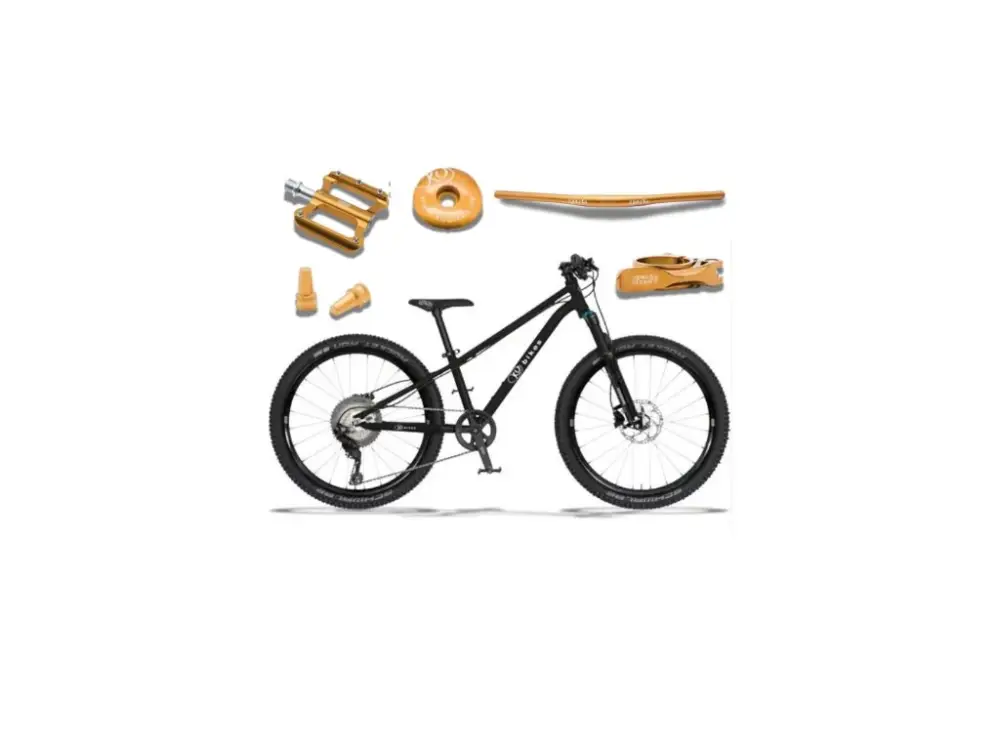 KUbikes 24S Trail AIR - Black - laser Gold, 9,7kg, lehké dětské kolo Omezená Nabídka