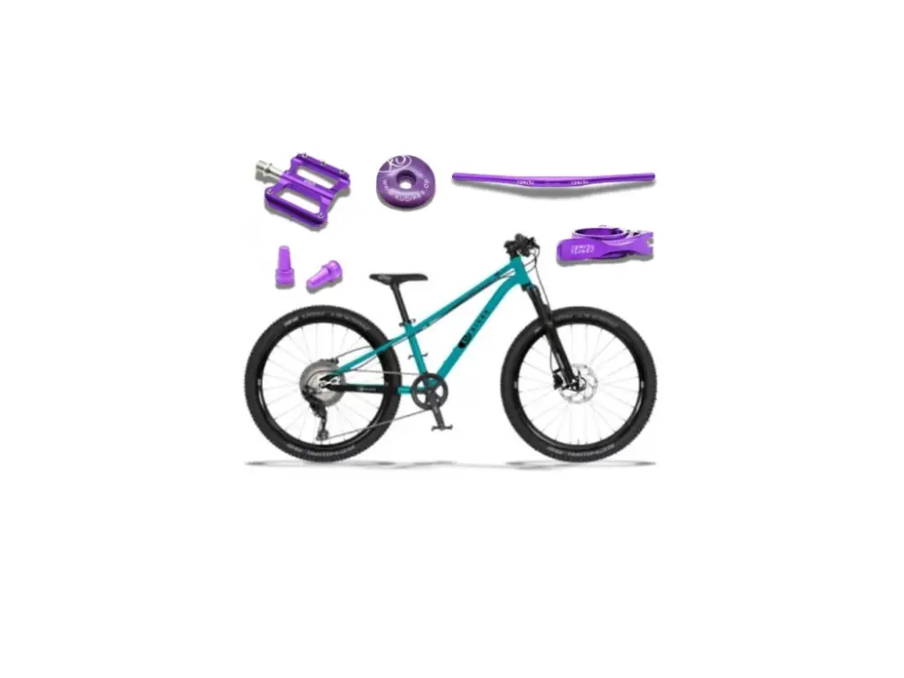 Nová Kolekce KUbikes 24S Trail AIR - Tyrkys - laser Purple, 9,7kg, lehké dětské kolo